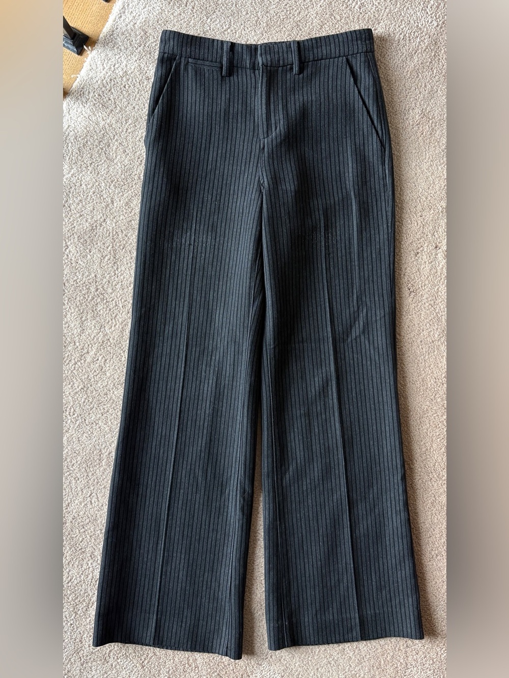 Adriano GoldSchmed, Charcoal Tailored Pinstripe Wide-Leg Pants